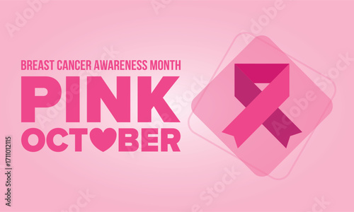 Breast Cancer Awareness Month. Pink october. Pink ribbon. Woman healthcare. Celebrate annual. Medic concept. Girl solidarity. Cancer prevention. Female disease. Poster, banner and background. Vector