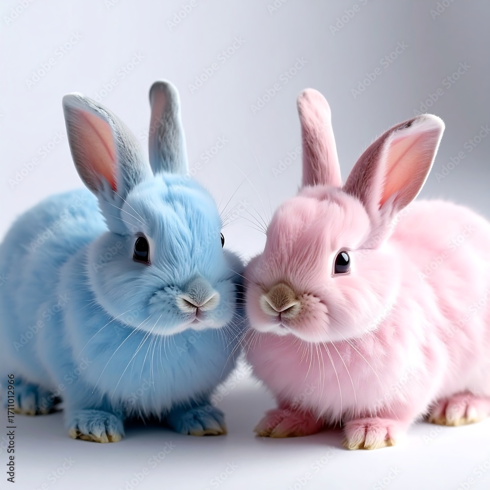 Fototapeta premium Two pastel bunnies