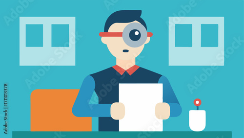 Finding Focus A student in a lecture hall their bionic eye zooming in on the professors notes while highlighting key concepts for effective studying.