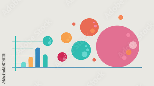 Dynamic Bubble Chart A dynamic bubble chart where bubble sizes represent gene expression levels with the xaxis showing time and the yaxis showing environmental stress levels.
