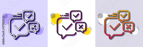 Online voting line icon. Halftone dotted pattern. Gradient icon with grain shadow. Internet vote sign. Web election symbol. Line online voting icon. Various designs. Vector