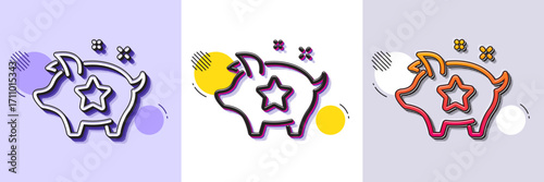 Loyalty points line icon. Halftone dotted pattern. Gradient icon with grain shadow. Bonus piggy. Discount program symbol. Line loyalty points icon. Various designs. Vector