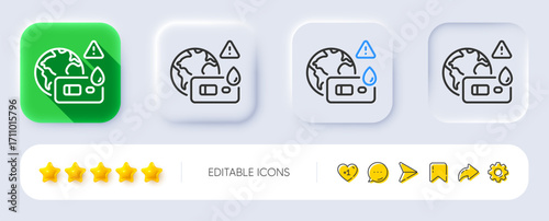 Covid test line icon. Neumorphic, Flat shadow, 3d buttons. Coronavirus testing sign. Blood test symbol. Line covid test icon. Social media icons. Vector