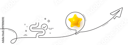 Digestion line icon. Continuous line with share plane. Healthy intestine bowel sign. Intestines colonoscopy symbol. 3d star in speech bubble. Digestion single line ribbon. Loop curve pattern. Vector