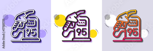Petrol station line icon. Halftone dotted pattern. Gradient icon with grain shadow. Filling station sign. E10 petroleum fuel symbol. Line petrol station icon. Various designs. Vector