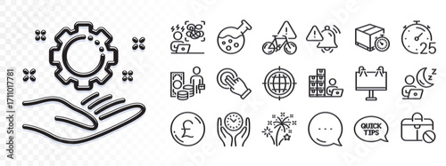 Inventory, Pound money and Fireworks line icons for web app. Glare of light effect. Message icon. Pack of Difficult stress, Timer, Attention bell pictogram icons. Vector
