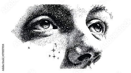 Surreal Face with Starry Stipple Effect for Artists