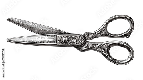 Vintage Tailor Scissors Engraving Craft Tool for Design Projects