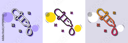 Chemistry pipette line icon. Halftone dotted pattern. Gradient icon with grain shadow. Laboratory sign. Analysis lab symbol. Line chemistry pipette icon. Various designs. Vector