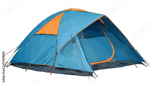 Tourist Tent Isolated on White Background for Camping Adventures