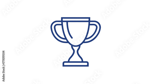 Shiny Trophy Cup Icon on White Background for Winning Success Concept