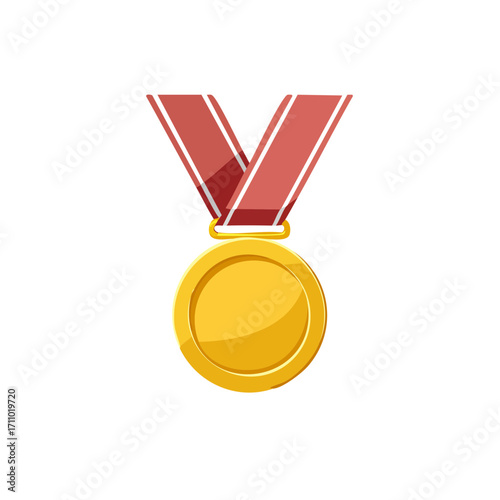A simple, golden medal with a red ribbon, symbolizing achievement and recognition. The medal is shining brightly, conveying a sense of value and importance