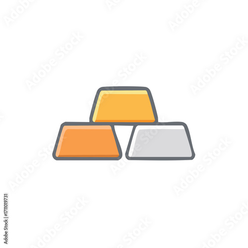 Shiny Gold, Silver, And Bronze Bars Stacked on a Table, Representing Wealth and Investment