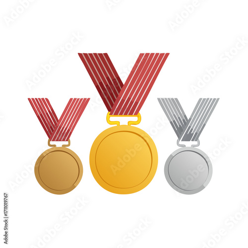 Three medals arranged, signifying achievement in a contest or competition