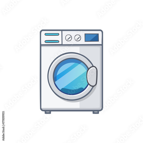 A modern washing machine with a digital display and glass door, perfect for laundry day. This washing machine is designed with a modern and sleek aesthetic