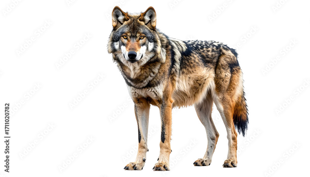 Fototapeta premium Majestic wolf standing proudly on transparent background