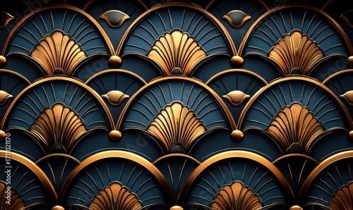 Ornate gold and navy blue decorative pattern