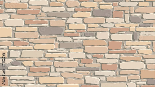 Stone wall background. Stone wall pattern for home exterior design texture backdrop. Vector illustration.	
