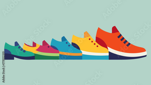 Fashionable Colors A row of adaptive shoes in trendy colors and patterns showcasing their stylish designs that appeal to all ages while maintaining functionality.