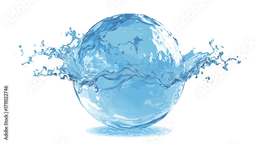Sphere Shaped Water Splash Isolated on White Background for Graphic Design Projects