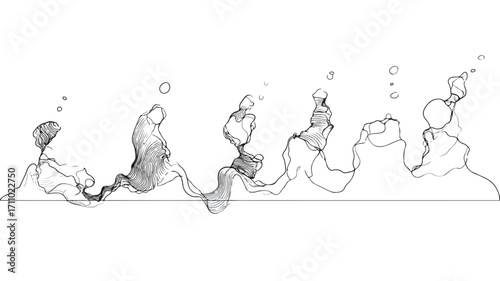 Water State Transformation Continuous Line Drawing