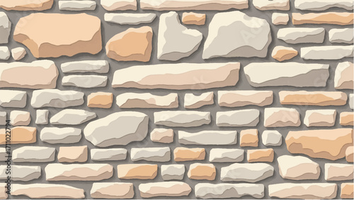 Stone wall background. Stone wall pattern for home exterior design texture backdrop. Vector illustration.	