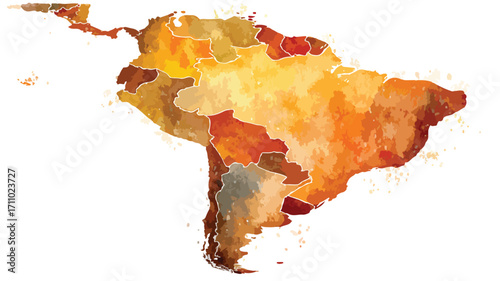 Watercolor Map of Latin America: Stylized Vector Illustration