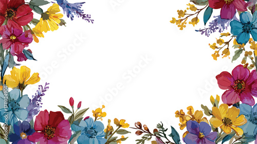Elegant Wildflowers Watercolor Floral Border Frame for Graphic Designers