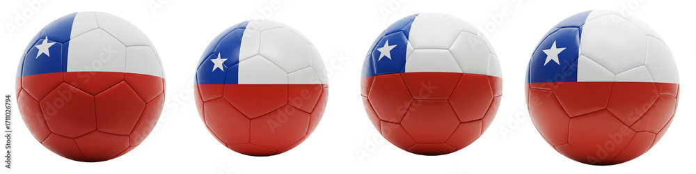 Fototapeta premium Chile Flag Football On Isolated Transparent Background