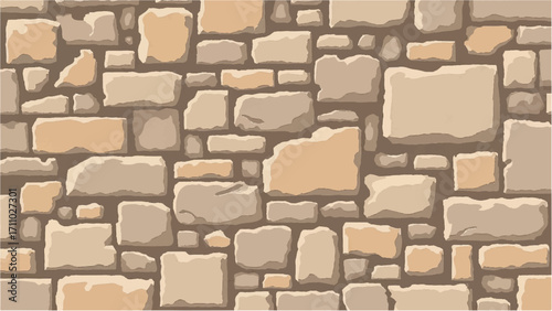 Stone wall background. Stone wall pattern for home exterior design texture backdrop. Vector illustration.	