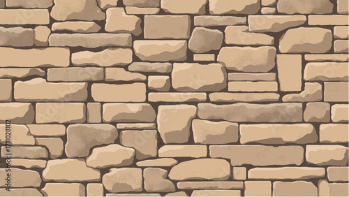 Stone wall background. Stone wall pattern for home exterior design texture backdrop. Vector illustration.	