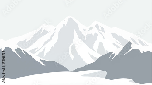 Mountains covered with snow. Mountains landscape. Snowy mountain range. Vector illustration.