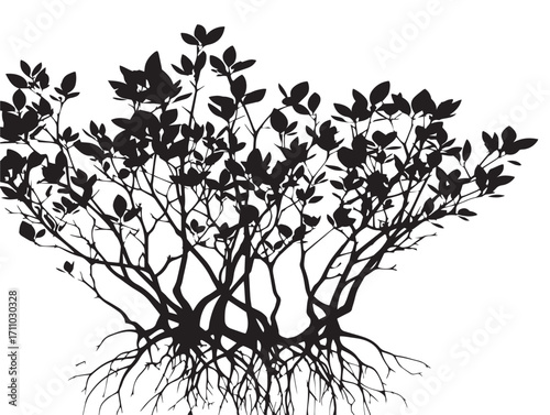 Beautiful mangrove aerial roots silhouette decorative vector illustration