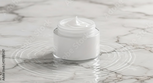 White Moisturizing Cream in Glass Jar.