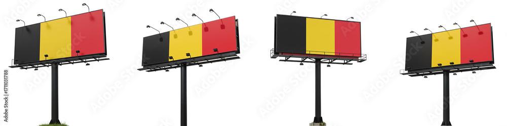 Obraz premium Billboard with Belgium National Flag On Isolated Transparent Background