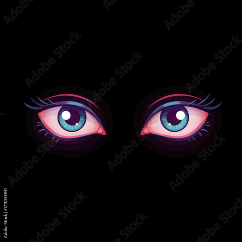 Expressive eyes artwork conveys mystery, beauty, and depth, perfect for beauty brand, cosmetics ad, or makeup tutorial imagery, vector art