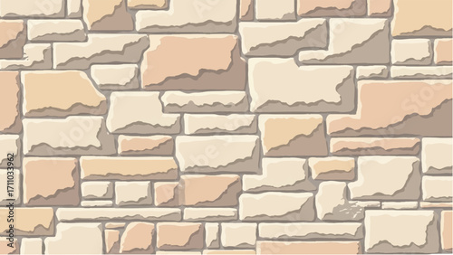 Stone wall background. Stone wall pattern for home exterior design texture backdrop. Vector illustration.	