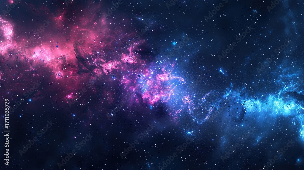 Naklejka premium Colorful cosmic cloudscape featuring vibrant stars and nebula in deep space
