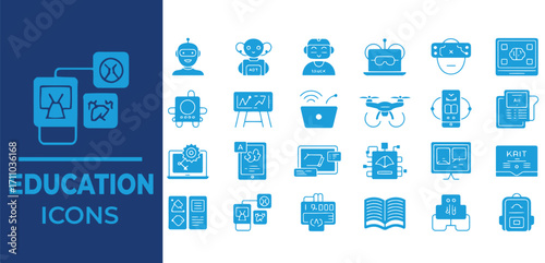 Technology and education icons robot drone