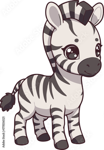 Adorable Baby Zebra Standing  Cute Animal Illustration