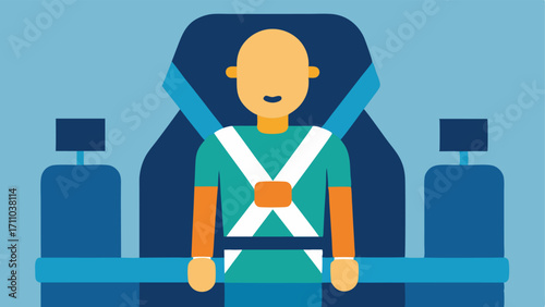 Car with Safety Harness System A safetyfocused illustration depicting an inclusive vehicle interior with secured safety harnesses designed for riders with mobility impairments.