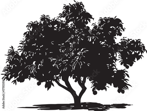 Stylish peach tree silhouette natural design tropical vector artwork