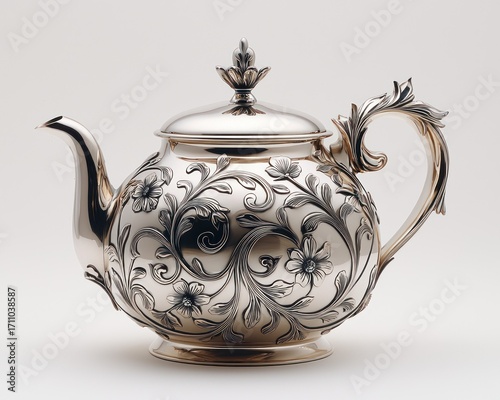 Ornate silver tea pot