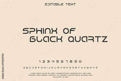 Retro futuristic font design with numbers and alphabet