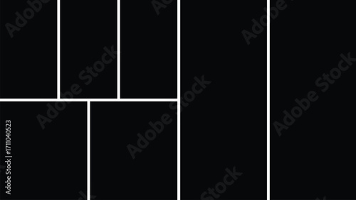 Vector photo collage template 7 frames. Blank style layout for album, scrapbook, memory wall, and portfolio display.