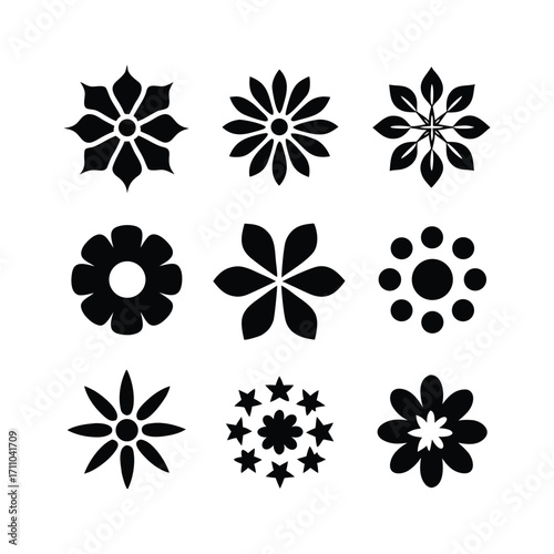 Seamless abstract floral pattern with delicate silhouette flower shapes for decorative design