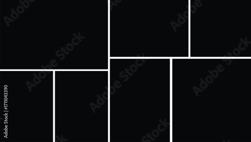 Vector photo collage 7 frames. Empty template for album, scrapbook, memory board, and portfolio display.