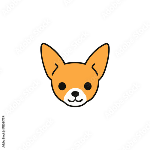 Dog head puppy vector cute icon. Dog face cartoon doodle pet flat animal corgi bulldog terrier.