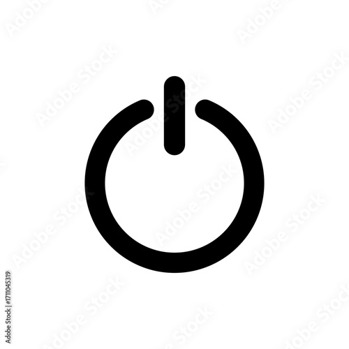 3d style circle start icon and power button push. Shut down symbol. On off icon for mobile app, website, UI UX.