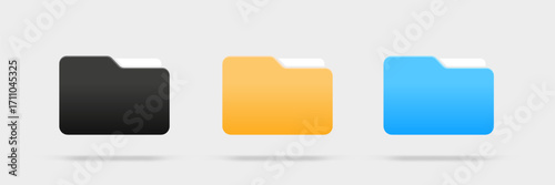 3d folder icon isolated on white background. Document symbol. 3d file icon. Binder sign modern, simple, vector, icon for website design, mobile app, ui. Vector Illustration